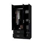 Tall Bedroom Wardrobe with 4 Doors, 2 Drawers & Hanging Rod