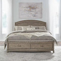 Burnished Beige Oak Panel Storage Bed - King or Queen