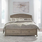 Burnished Beige Oak Panel Storage Bed - King or Queen