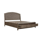Burnished Beige Oak Panel Storage Bed - King or Queen