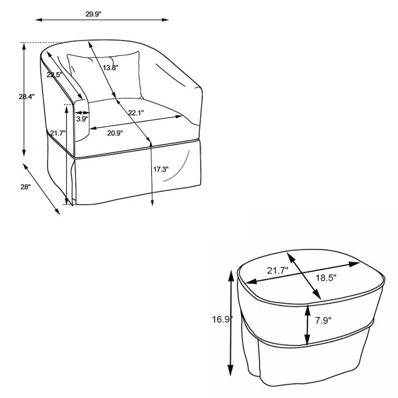 Barrel Accent Chair with Ottoman