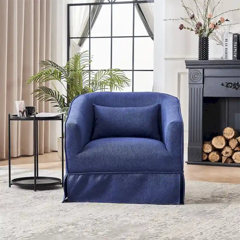 Barrel Accent Chair with Ottoman