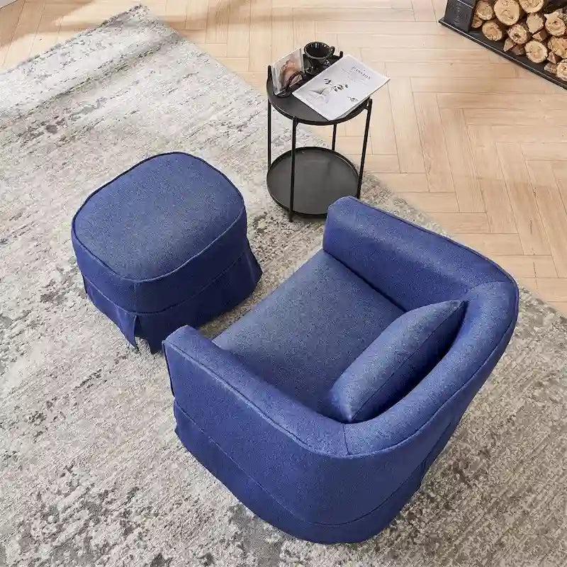 Barrel Accent Chair with Ottoman