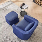 Barrel Accent Chair with Ottoman