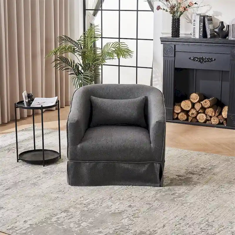 Barrel Accent Chair with Ottoman