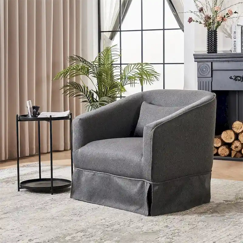 Barrel Accent Chair with Ottoman