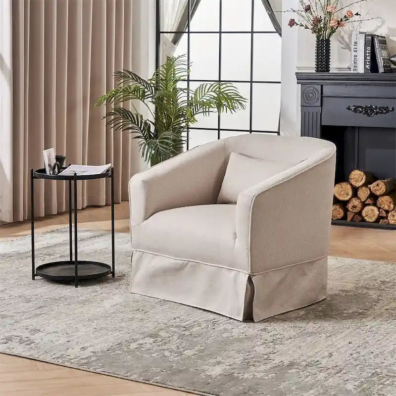 Barrel Accent Chair with Ottoman