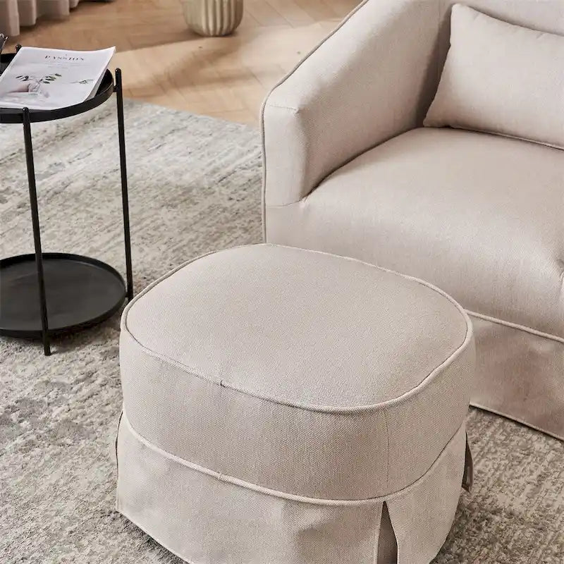 Barrel Accent Chair with Ottoman