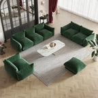 3-Piece Chenille Sofa Set with Ottoman – Armchair, Loveseat & 3-Seater Couch