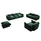 3-Piece Chenille Sofa Set with Ottoman – Armchair, Loveseat & 3-Seater Couch