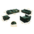 3-Piece Chenille Sofa Set with Ottoman – Armchair, Loveseat & 3-Seater Couch