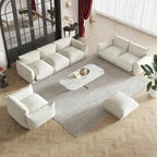 3-Piece Chenille Sofa Set with Ottoman – Armchair, Loveseat & 3-Seater Couch