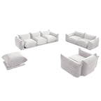 3-Piece Chenille Sofa Set with Ottoman – Armchair, Loveseat & 3-Seater Couch