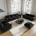 3-Piece Chenille Sofa Set with Ottoman – Armchair, Loveseat & 3-Seater Couch