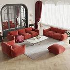 3-Piece Chenille Sofa Set with Ottoman – Armchair, Loveseat & 3-Seater Couch