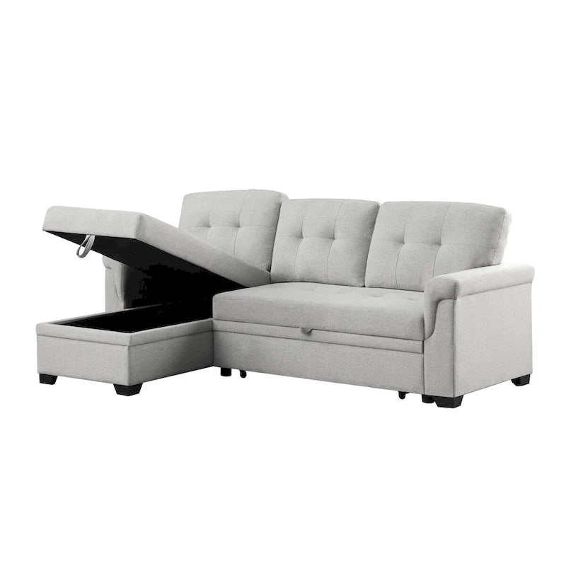 84-inch Reversible Sleeper Sectional Sofa with Storage Chaise