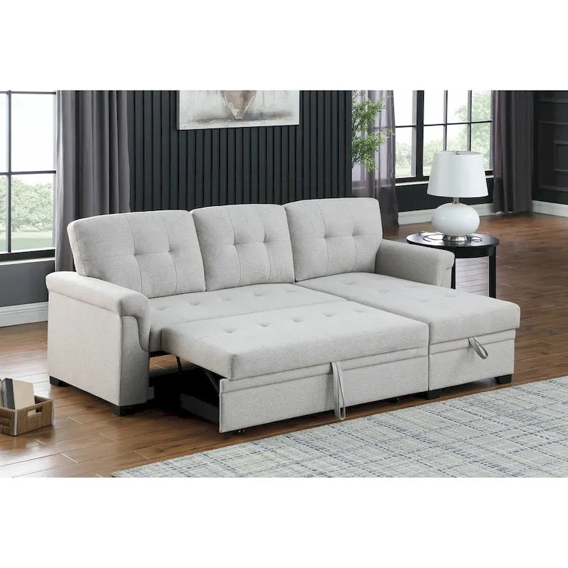 84-inch Reversible Sleeper Sectional Sofa with Storage Chaise