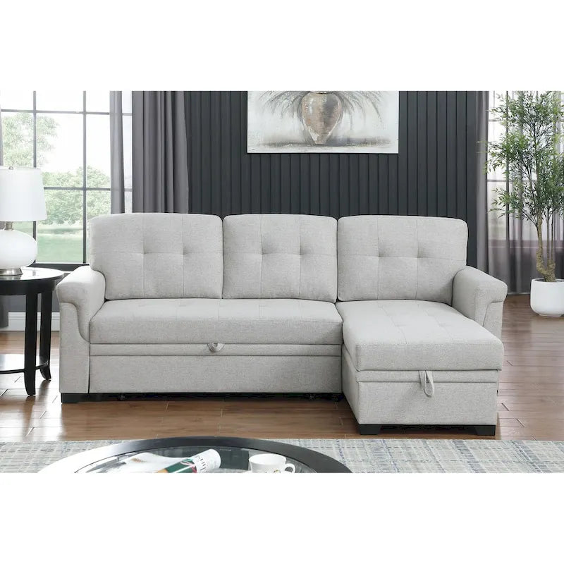 84-inch Reversible Sleeper Sectional Sofa with Storage Chaise
