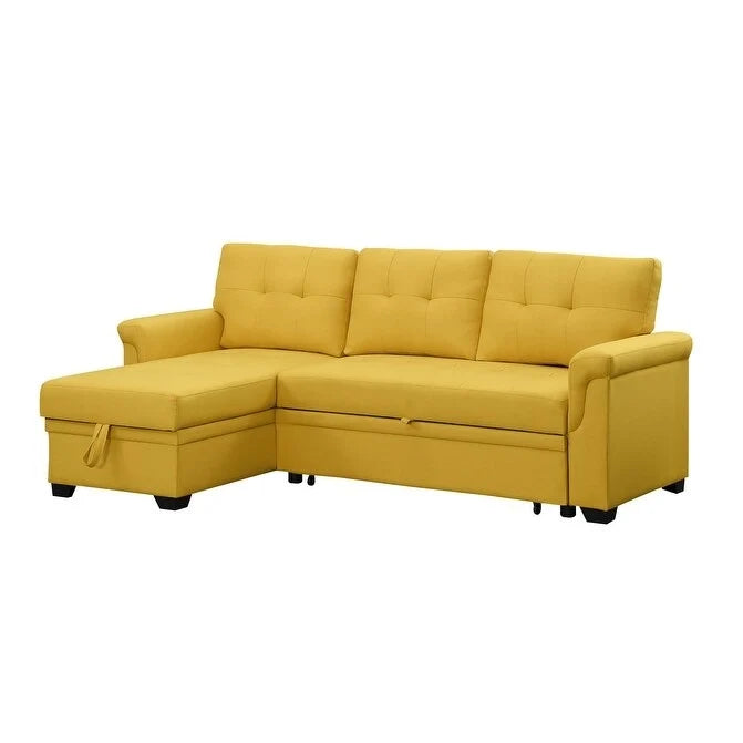 84-inch Reversible Sleeper Sectional Sofa with Storage Chaise