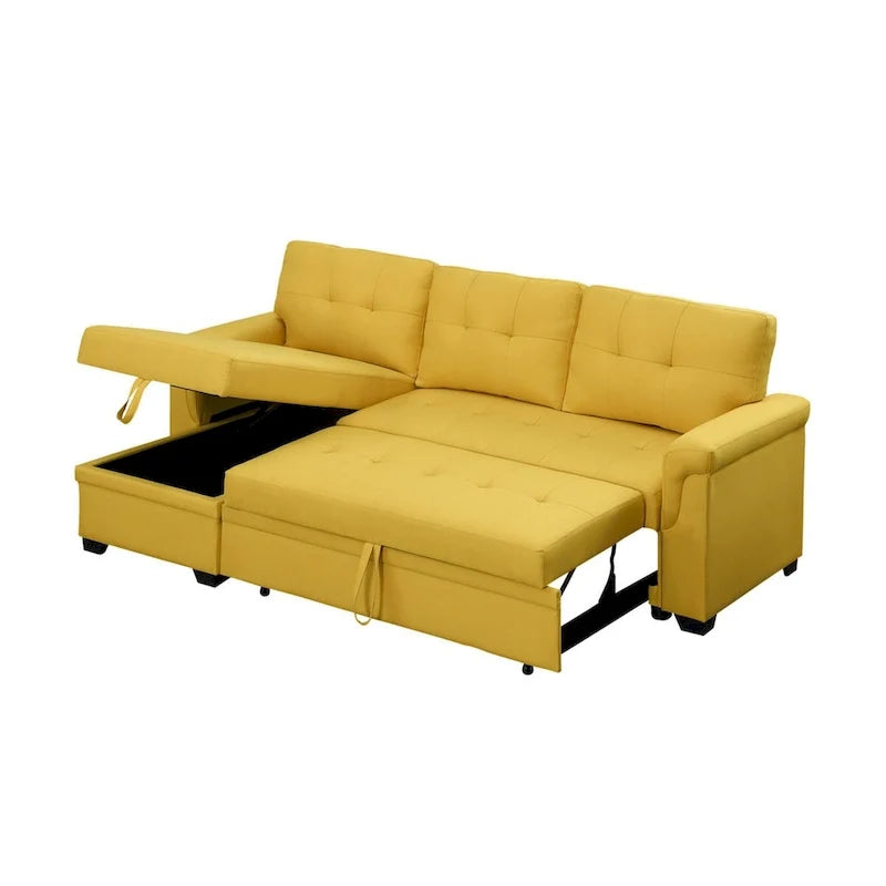 84-inch Reversible Sleeper Sectional Sofa with Storage Chaise