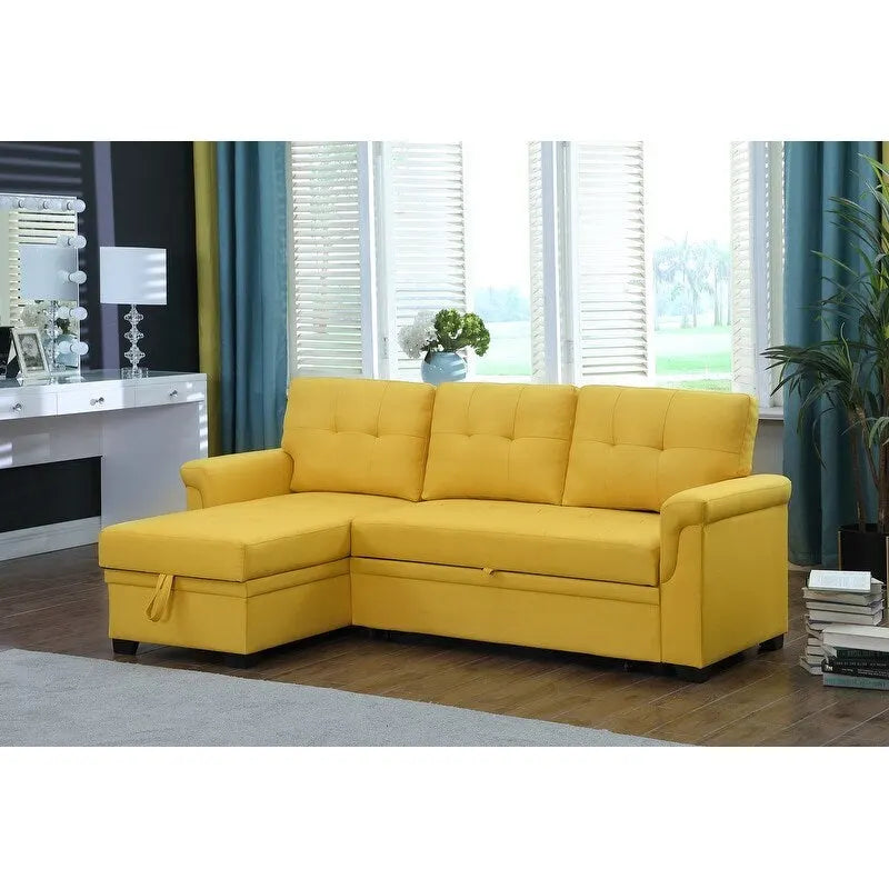 84-inch Reversible Sleeper Sectional Sofa with Storage Chaise