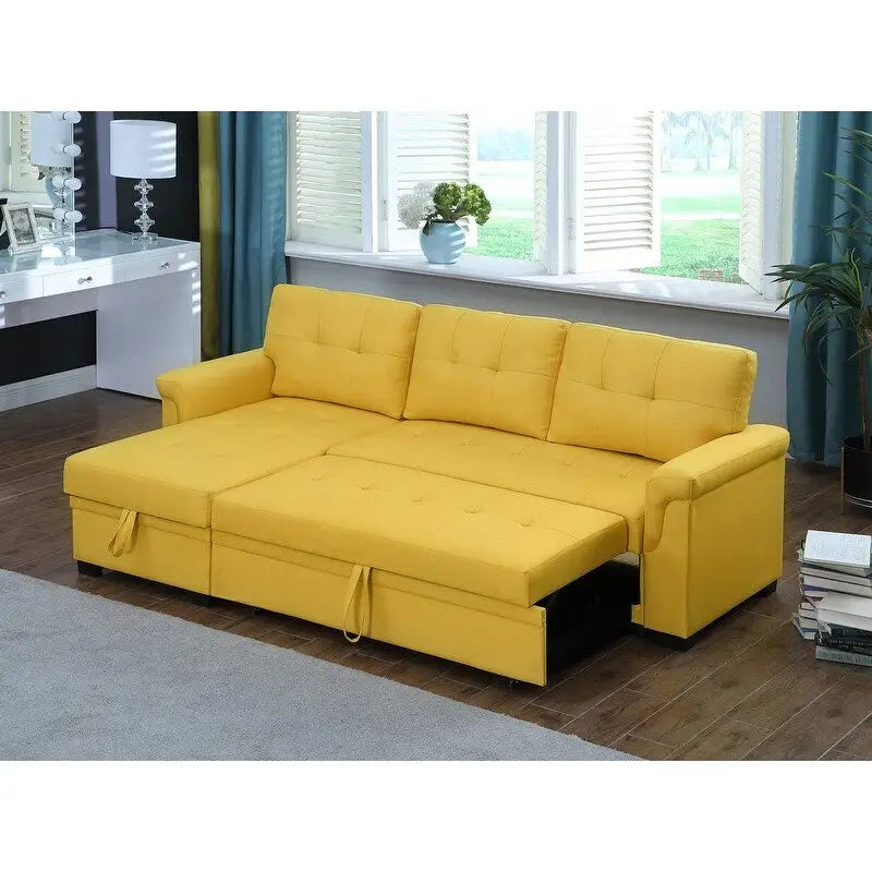 84-inch Reversible Sleeper Sectional Sofa with Storage Chaise