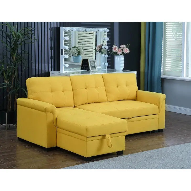 84-inch Reversible Sleeper Sectional Sofa with Storage Chaise