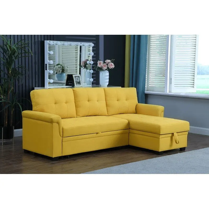 84-inch Reversible Sleeper Sectional Sofa with Storage Chaise