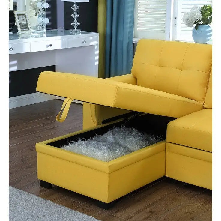 84-inch Reversible Sleeper Sectional Sofa with Storage Chaise