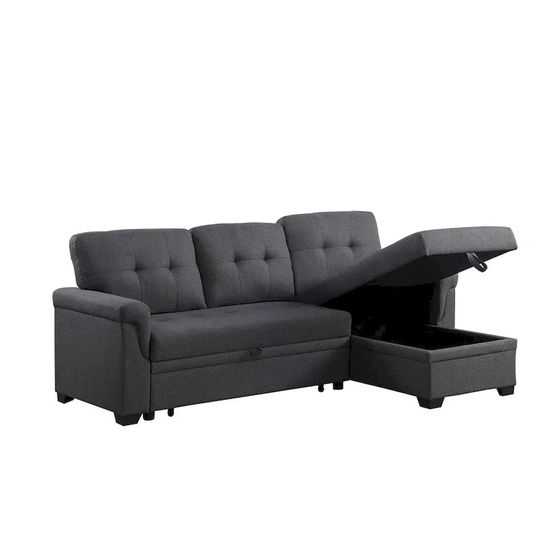 84-inch Reversible Sleeper Sectional Sofa with Storage Chaise