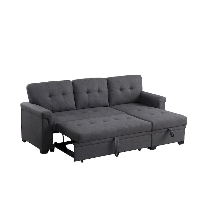 84-inch Reversible Sleeper Sectional Sofa with Storage Chaise
