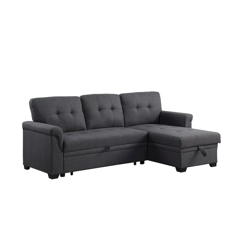 84-inch Reversible Sleeper Sectional Sofa with Storage Chaise