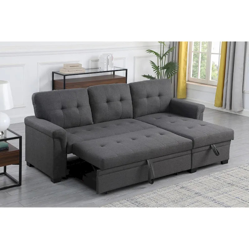 84-inch Reversible Sleeper Sectional Sofa with Storage Chaise