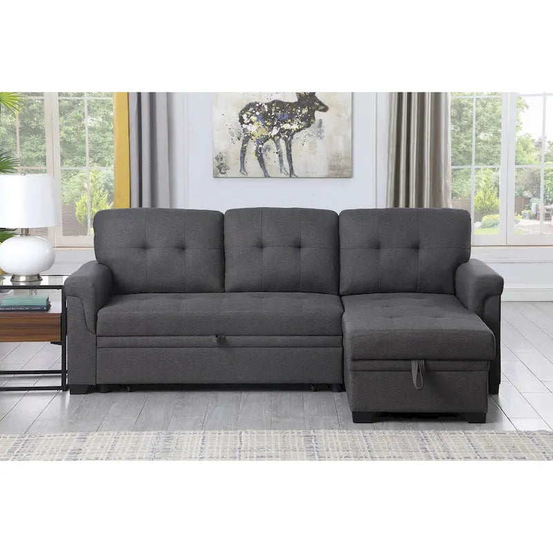 84-inch Reversible Sleeper Sectional Sofa with Storage Chaise