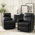 Genuine Leather Swivel Rocker Recliner (Set of 2)