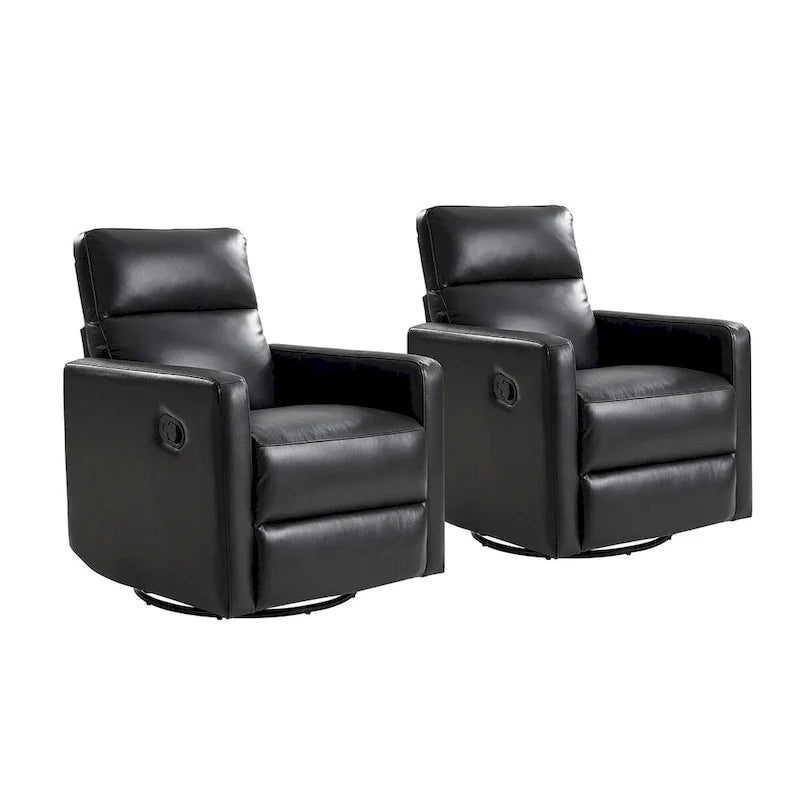 Genuine Leather Swivel Rocker Recliner (Set of 2)