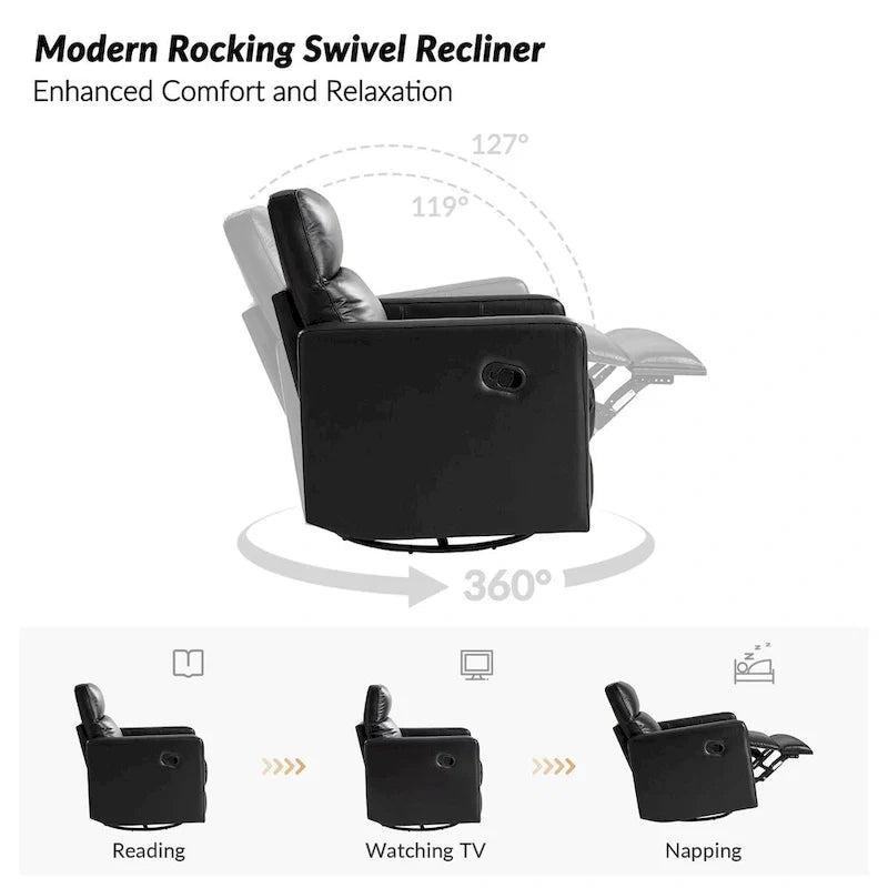 Genuine Leather Swivel Rocker Recliner (Set of 2)