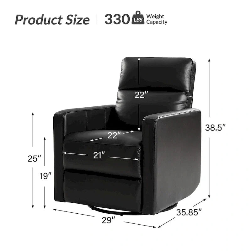 Genuine Leather Swivel Rocker Recliner (Set of 2)