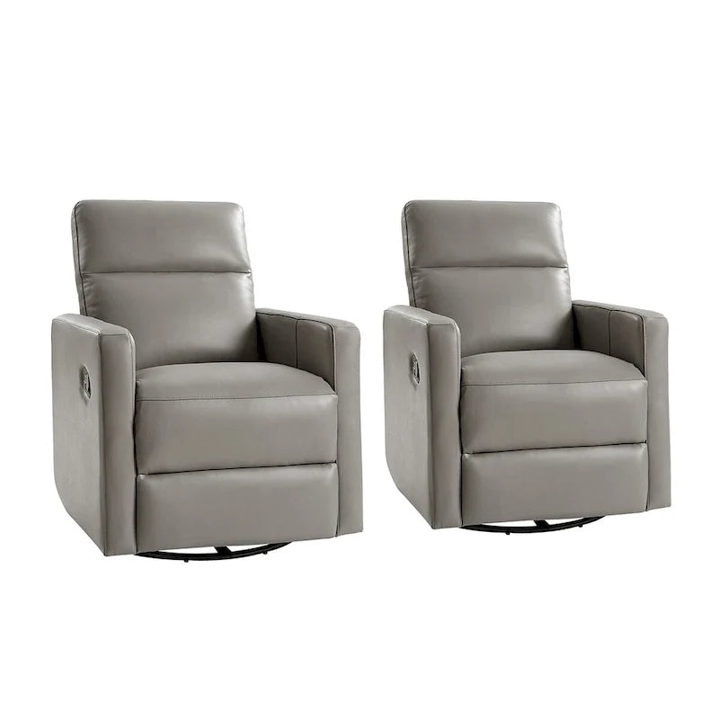 Genuine Leather Swivel Rocker Recliner (Set of 2)