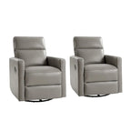 Genuine Leather Swivel Rocker Recliner (Set of 2)