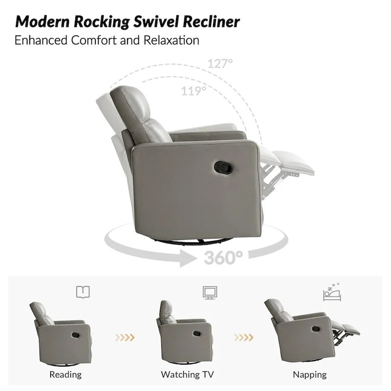Genuine Leather Swivel Rocker Recliner (Set of 2)