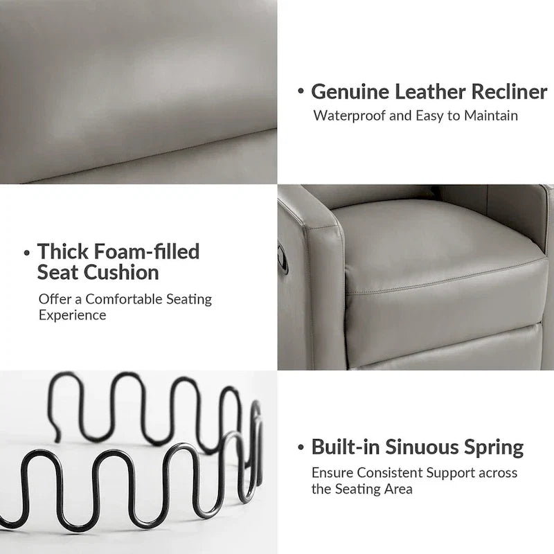 Genuine Leather Swivel Rocker Recliner (Set of 2)