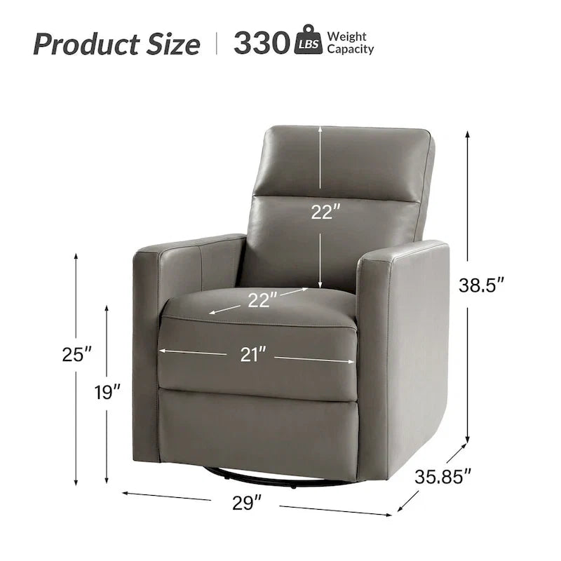 Genuine Leather Swivel Rocker Recliner (Set of 2)