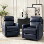 Genuine Leather Swivel Rocker Recliner (Set of 2)