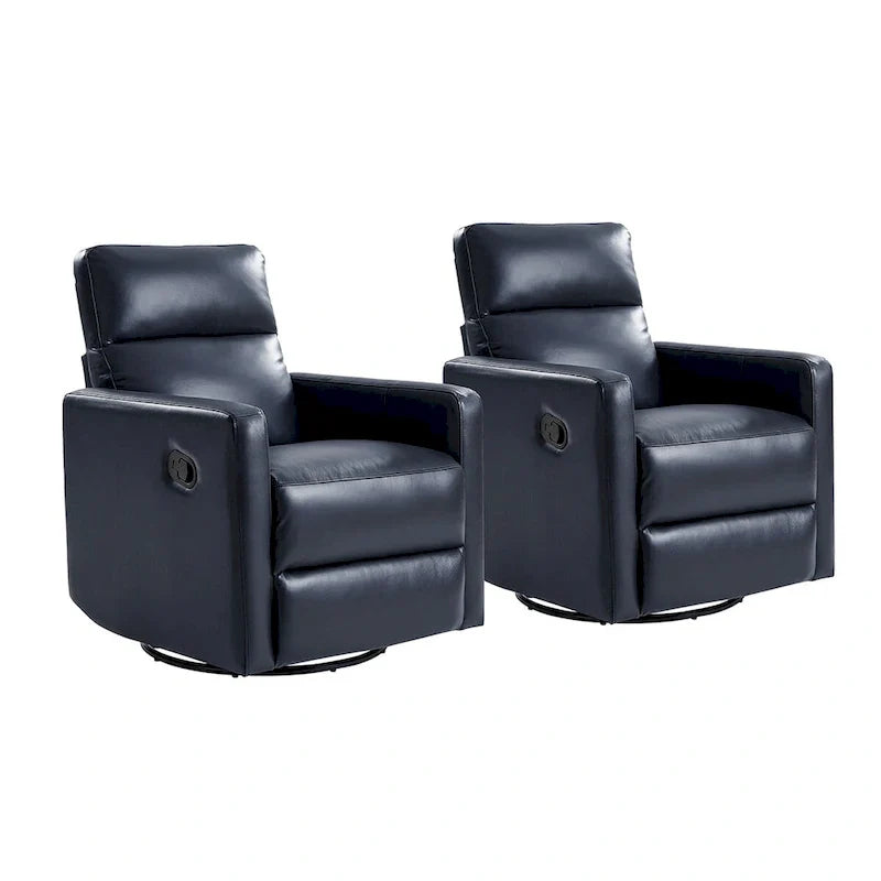 Genuine Leather Swivel Rocker Recliner (Set of 2)