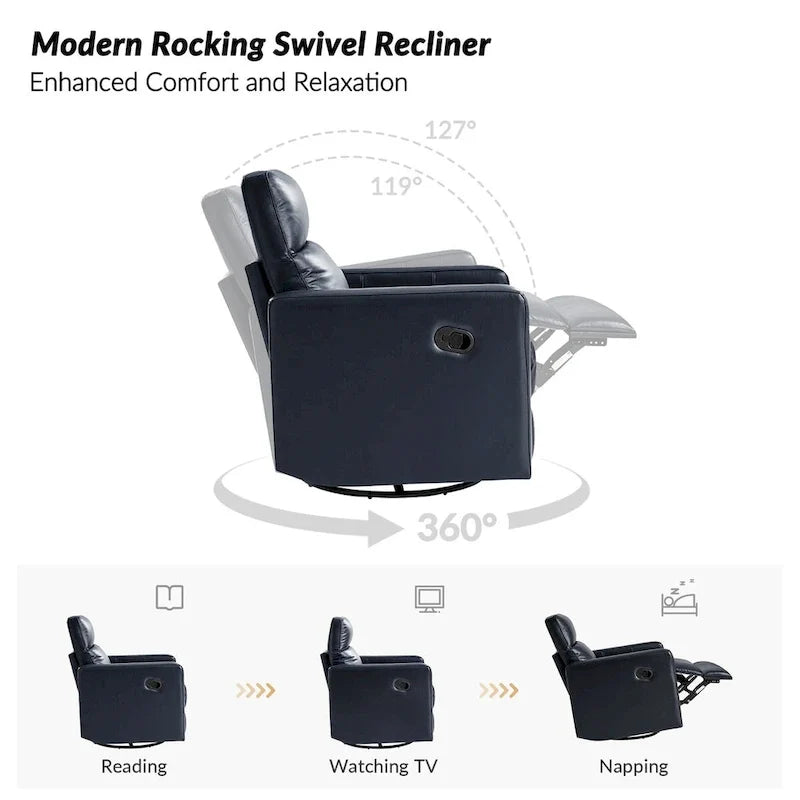 Genuine Leather Swivel Rocker Recliner (Set of 2)