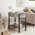 Narrow End Table with Charging Station, Drawer and Storage Shelves