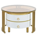 Nesting Coffee Table Set of 2, Tempered Glass Top with Iron Frame