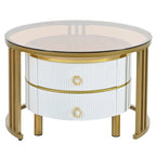 Nesting Coffee Table Set of 2, Tempered Glass Top with Iron Frame