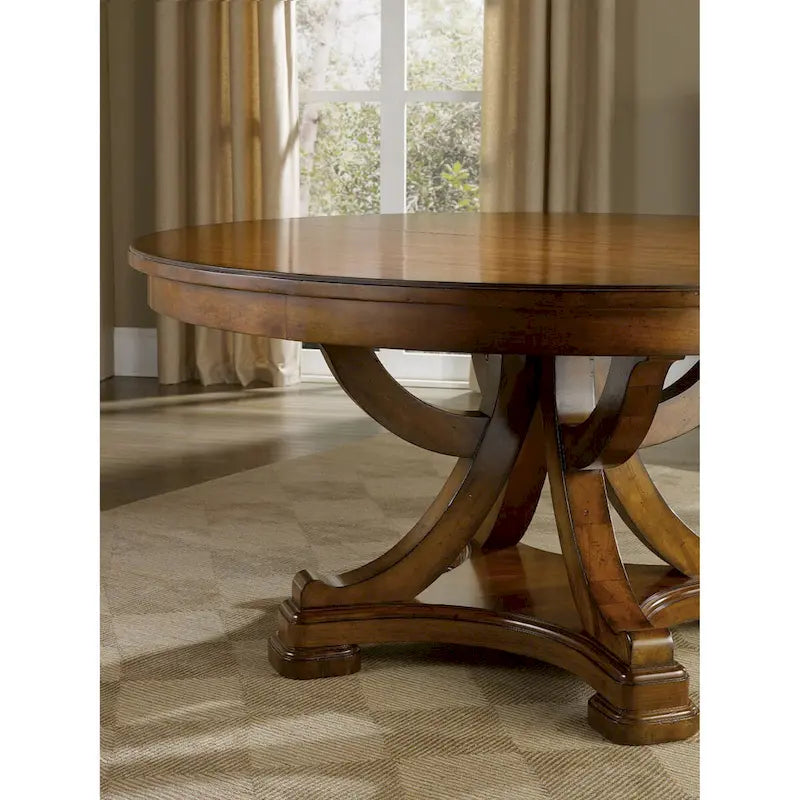 Round Pedestal Dining Table with 18 Leaf